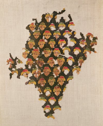 Fragment de tissu représentant des visages, de Fayum, 6e-7e siècle - Coptic